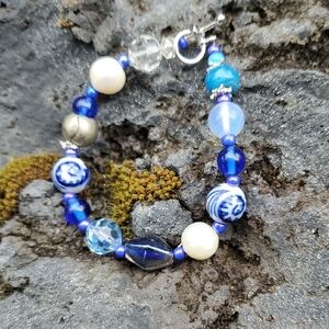 Blue & White Beaded Bracelet